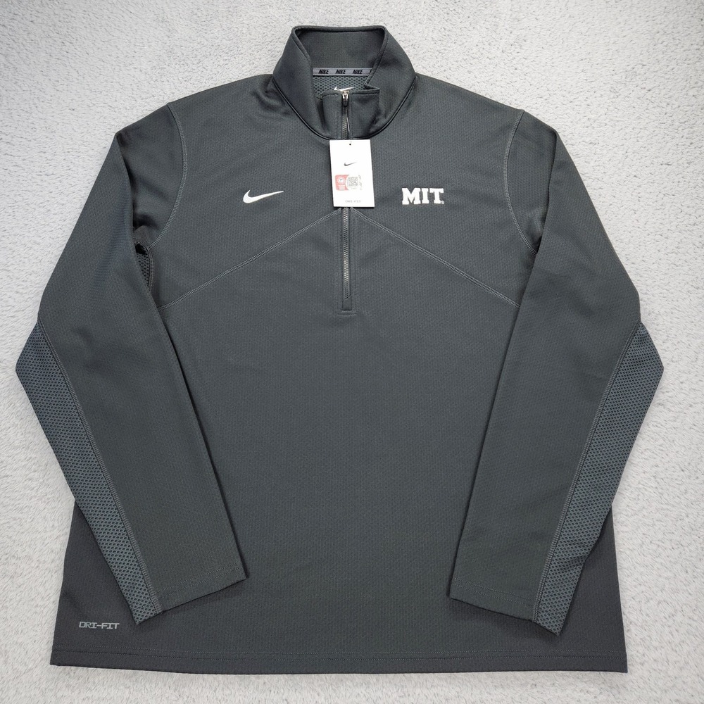 MIT Engineers Jacket Mens XL Gray NCAA Football Training 1/4 Zip Nike DriFIT NEW